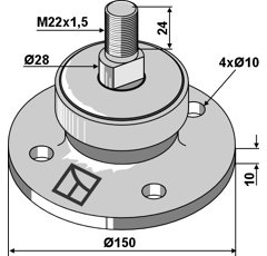 Lagerflansch / 4-Loch / 10 mm / LK Ø120 – Nachbau  