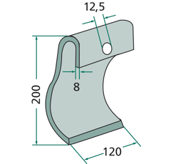 Fléau pour broyeur 200 x 120 mm DÜCKER 945000444 adaptable