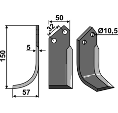 Fräsmesser Links 150 x 50 Comeb Nachbau