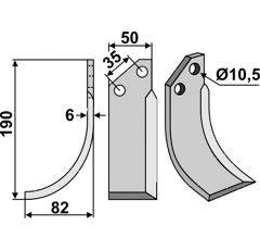 Fräsmesser Links 190 x 50 Valpadana Nachbau