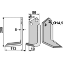 Fräsmesser Links 200 x 80 Sovema Nachbau