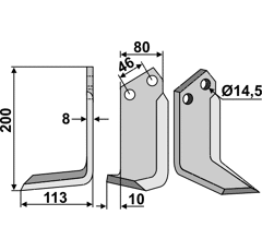 Fräsmesser Links 200 x 80 Sovema Nachbau