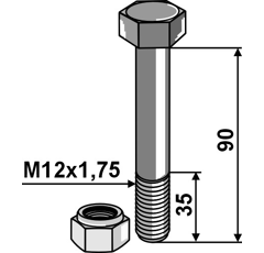 Boulon & écrou à freinage interne 90 mm adapt. BlackSteel©