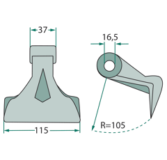 Marteau 37x115 mm pour broyeur KUHN 6061900 adaptable - BlackSteel©
