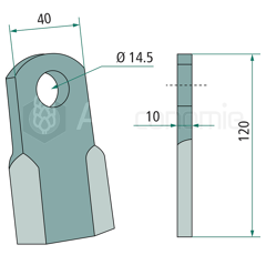 Couteau droit pour broyeur AGRIMASTER 3008349 adaptable 