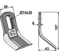 Couteau-Y pour broyeur 107x40mm BECCHIO & MANDRILE adaptable - Blacksteel©