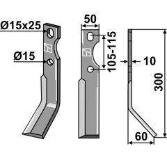 Lame droite pour Fraise/Rotavator FORIGO-ROTERITALIA D350010350 adaptable 
