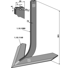 Dent avec cœur 300 x 10 mm pour bineuse STEKETEE 405630 adaptable - BlackSteel©