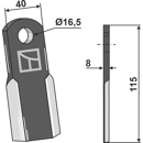 Couteau droit pour broyeur 115x40mm AGRICOM adaptable - Blacksteel©