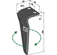 Dent droite pour herse rotative CELLI 622719 adaptable - Blacksteel©