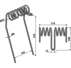 Griffe Ø8mm pour semoir AMAZONE 216538 adaptable - Blacksteel©