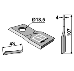 Fräsmesser rechts drehend für Mähwerk VICON - PZ 902-61560 Nachbau