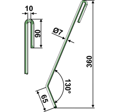 Griffe Ø7mm droite pour semoir AMAZONE 3755300 adaptable 