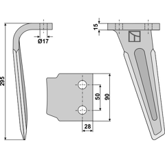Dent gauche pour herse rotative SICMA adaptable - Blacksteel©