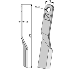 Fléau pour broyeur 470x75mm HOWARD 73955/A adaptable - Blacksteel©