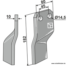 Rotorzinken -  Rechts 182 x 80 Maschio Nachbau