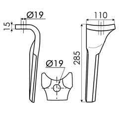 Dent droite FAST FIT 2 pour herse rotative KUHN K2500081 origine