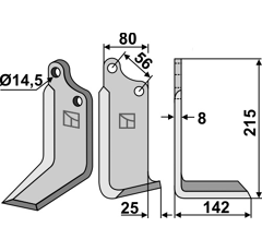 Lame droite pour Fraise/Rotavator MASCHIO/GASPARDO 01110428 adaptable 