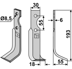 Lame droite pour Fraise/Rotavator FERRARI 59275 adaptable 