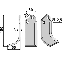 Fräsmesser Links 150 x 60 Dondi Nachbau