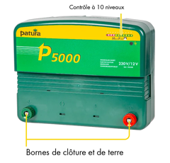 Electrificateur P5000 sur secteur 230V + 12V | PATURA