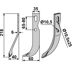 Fräsmesser Links 218 x 35 Benassi Nachbau