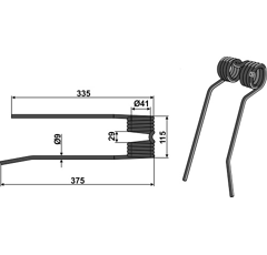Dent de fenaison gauche 40248 adaptable - BlackSteel©