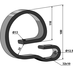 Ressort 32 x 12 mm pour bineuse 33720004 adaptable