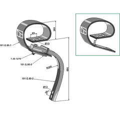 Dent complète sans soc 690 x 300 mm pour cultivateur adaptable