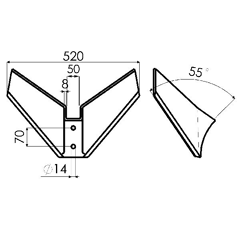 Aile monobloc pour déchaumeur QUIVOGNE 8414299050691 adaptable