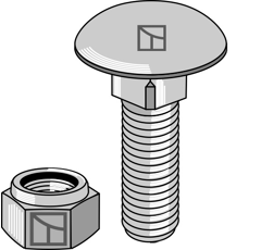 Boulon à tête bombée M12x1,75x35 - 8.8 avec écrou à freinage interne