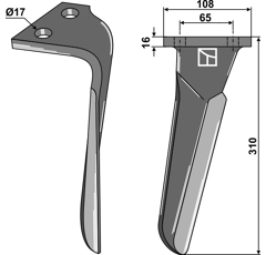 Dent droite pour herse rotative FRANDENT 9118310001 adaptable - Blacksteel©