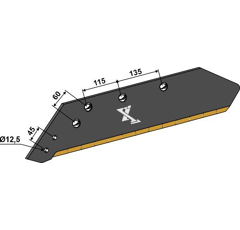 Reja para arado izqda. de carburo KUHN/HUARD 622235 adaptable
