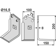 Lame droite pour fraise rotative HOWARD 73000756785V adaptable