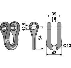 Manille 54x39 pour broyeur DÜCKER adaptable - Blacksteel©