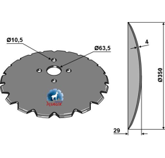 Disque crénelé Ø350x4 mm pour semoir RABE 90085510 adaptable - Blacksteel©