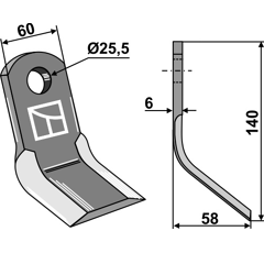 Couteau-Y pour broyeur 140x60mm PROCOMAS adaptable - Blacksteel©