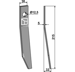 Doigt gauche pour faucheuse KVERNELAND KT39113000 adaptable - BlackSteel©