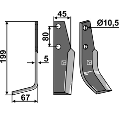 Fräsmesser links 199 x 45 x 5 mm GOLDONI 002693 - Nachbau