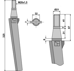 Dent 325 mm pour herse rotative VIGOLO adaptable