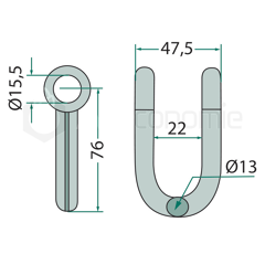 Manille 76x47,5 pour broyeur BOMFORD adaptable 