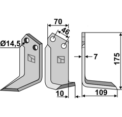 Fräsmesser rechts 175 x 109 x 7 mm MURATORI 900111009 - 12002400 - Nachbau