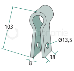 Bride 103 mm pour broyeur TAARUP 40880000 adaptable