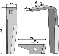 Dent Droite pour herses rotatives AMAZONE 954426 adaptable - Blacksteel©