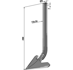 Dent avec soc 388 x 30 mm pour herse adaptable - BlackSteel©