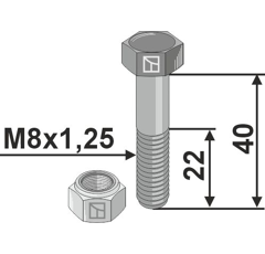 Boulon M8x1,25 x 40 pour broyeur AGRIMASTER adaptable - Blacksteel©