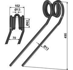 Griffe Ø13mm gauche pour semoir LEMKEN 35310034 adaptable - Blacksteel©