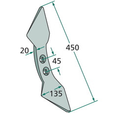 Soc double cœur 450 x 135 x 20 mm KVERNELAND 131123R adaptable