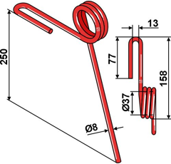 Griffe Ø8mm pour semoir LEMKEN 3537048 adaptable - Blacksteel©
