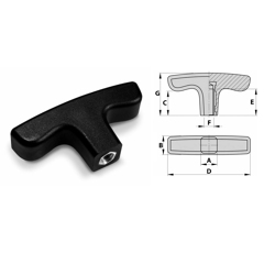 T-Griff mit Innengewinde 68x16 84211M8